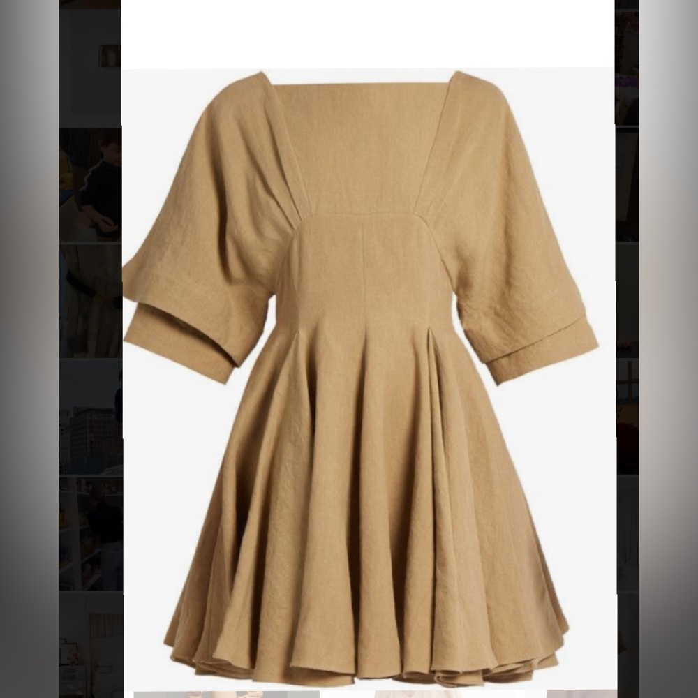JW ANDERSON BRAND NEW TAN CAMEL BROWN LINEN MINI DRESS 6